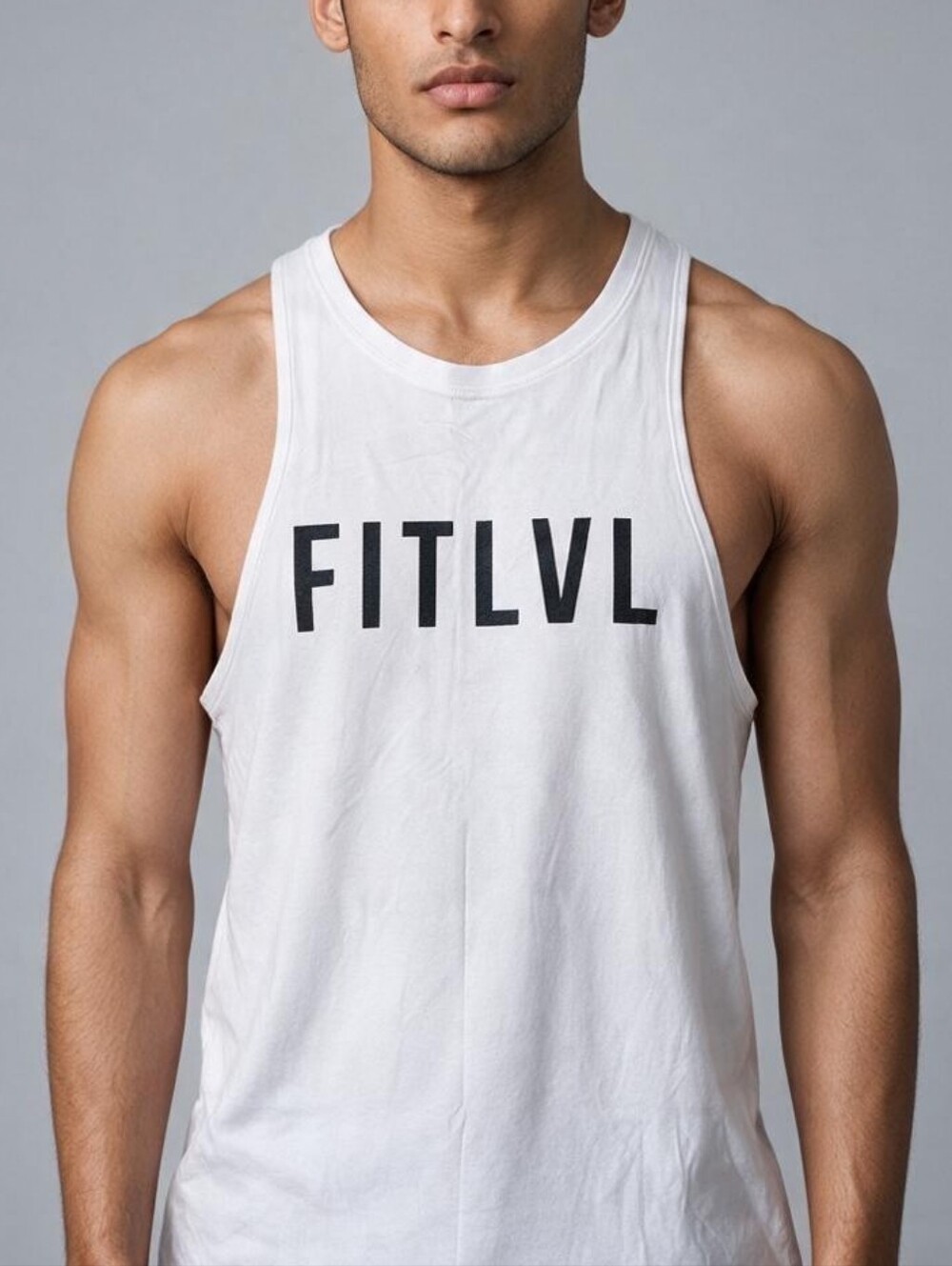 FITLVL - Men's White Logo Muscle Tank Top - NWT - L
